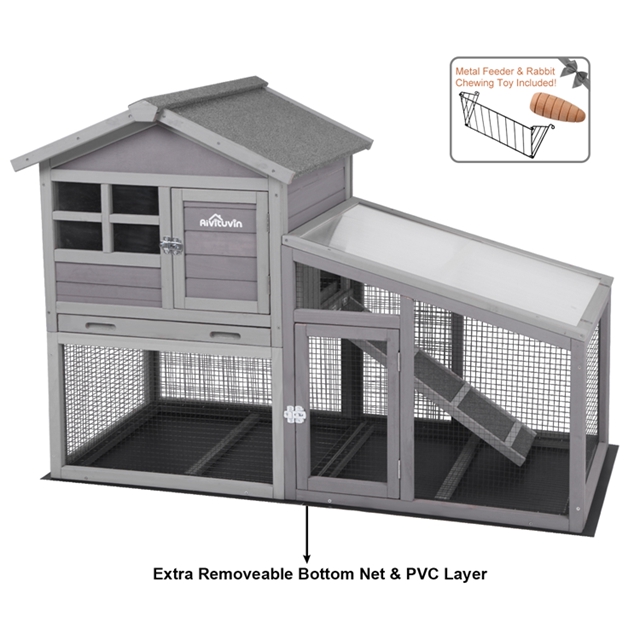 Aivituvin Rabbit Hutch with Run Indoor and Outdoor Waterproof Roof